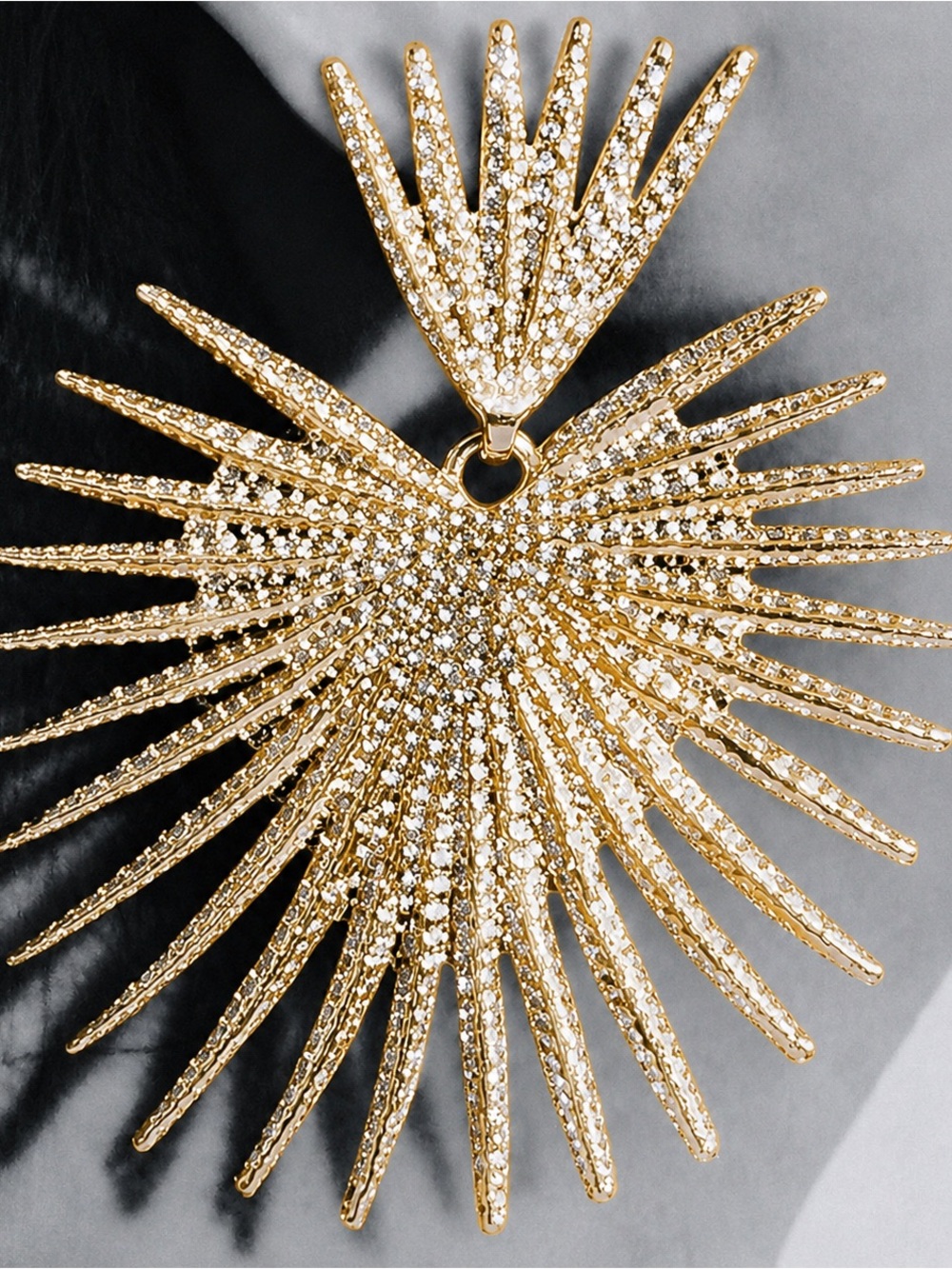 Zara “Radiance” Heart Crown Sunburst Beam Ray Regal Royal Statement Gold Earring